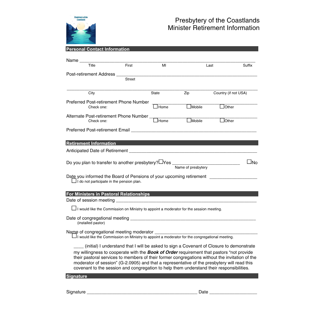 Retirement Information Form
